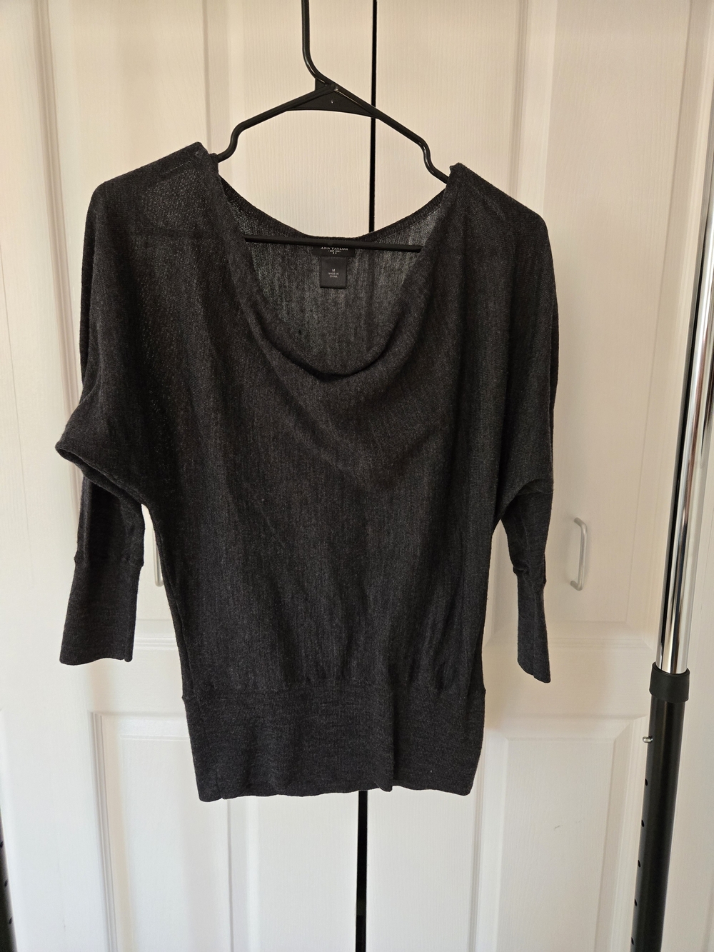 Ann Taylor Grey Off The Shoulder Sweater